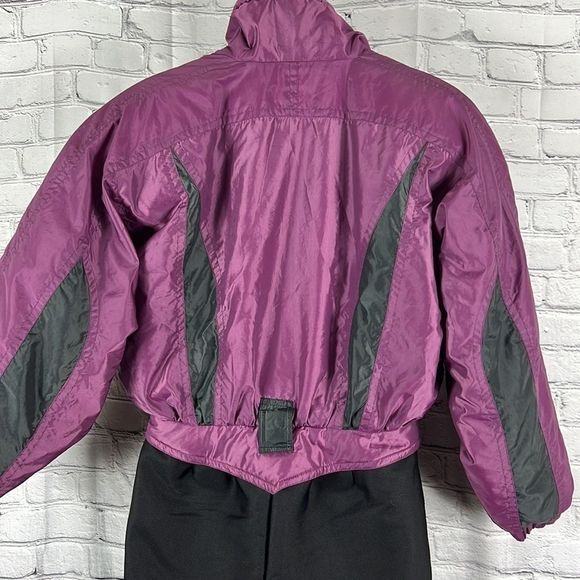 OSSI vintage ski suit stirrup pants purple black size 12 - Picture 9 of 12